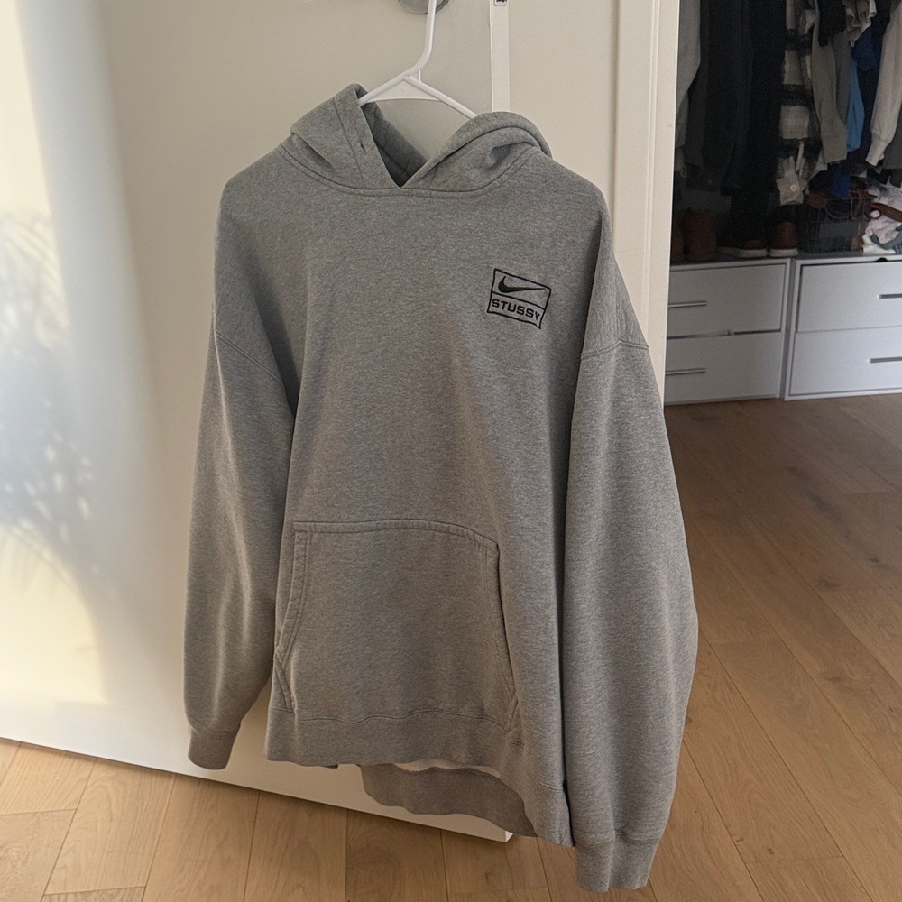 Stussy Gray Hoodie with Logo Patch